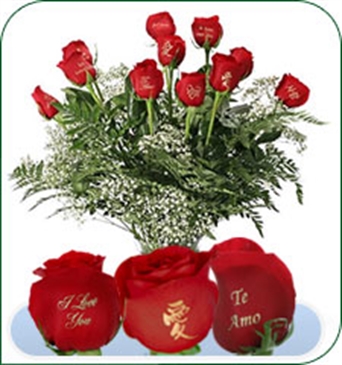 12 Red Roses - I Love You in 12 languages