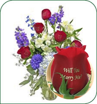 Red White & Blue Bouquet - Will You Marry Me?